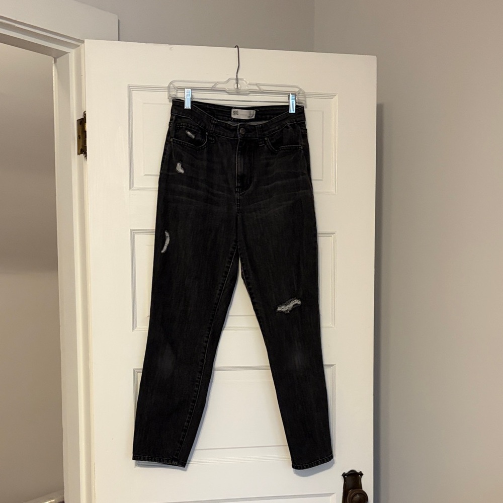 RSQ Black Distressed Ankle Crop Jeans